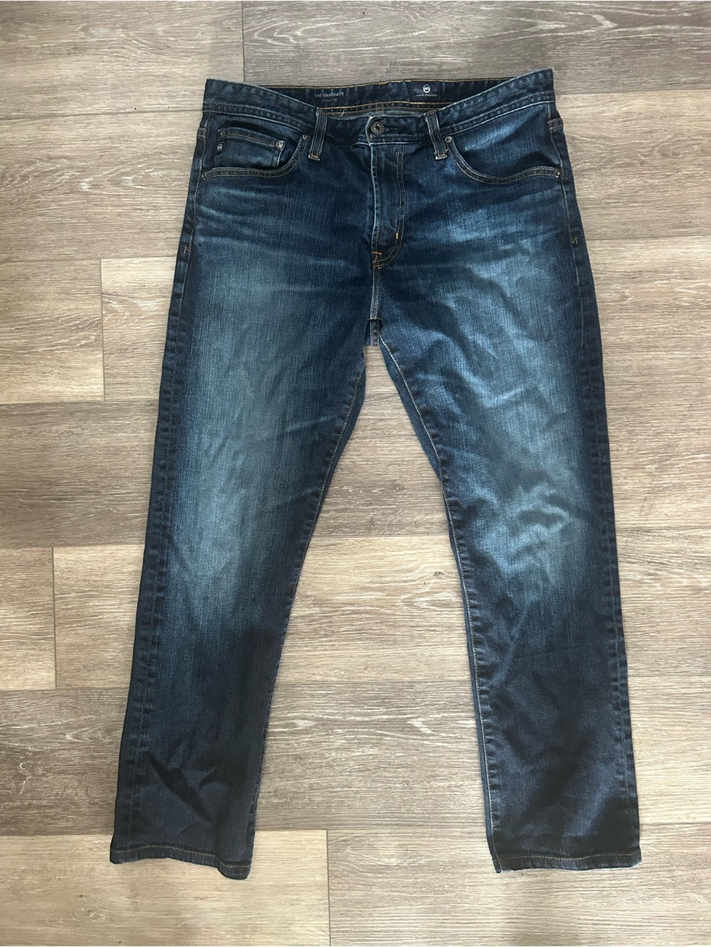 AG Adriano Goldschmied Slim Straight Dark Blue Washed Jeans